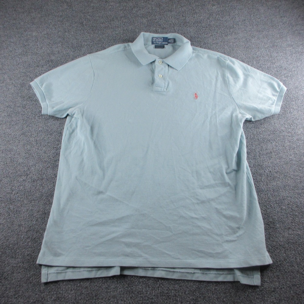 Polo‎ Ralph Lauren Shirt Men XL Teal Button Up Short Sleeve Pony Custom Fit